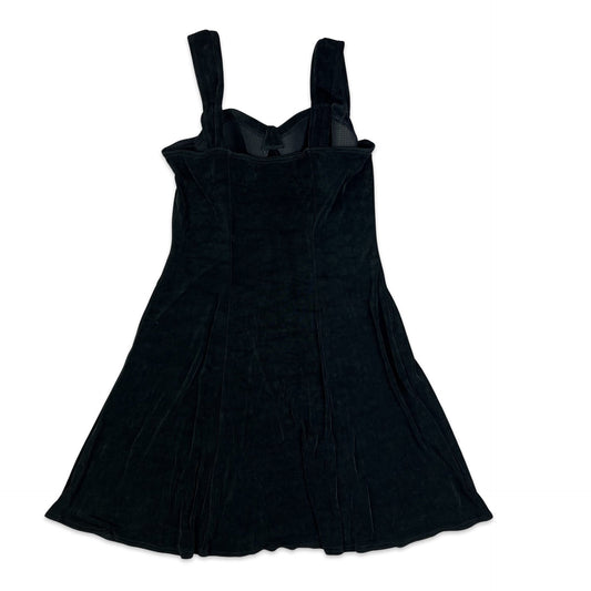 Vintage 90s Skater Dress Black 8 10