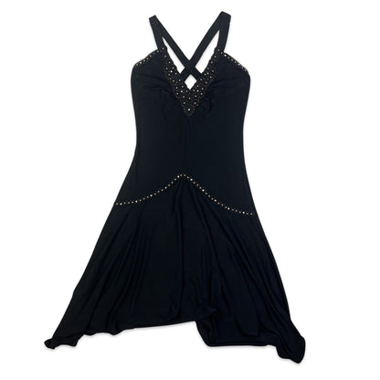 Vintage 90s Midi Slip Dress Black 6 8