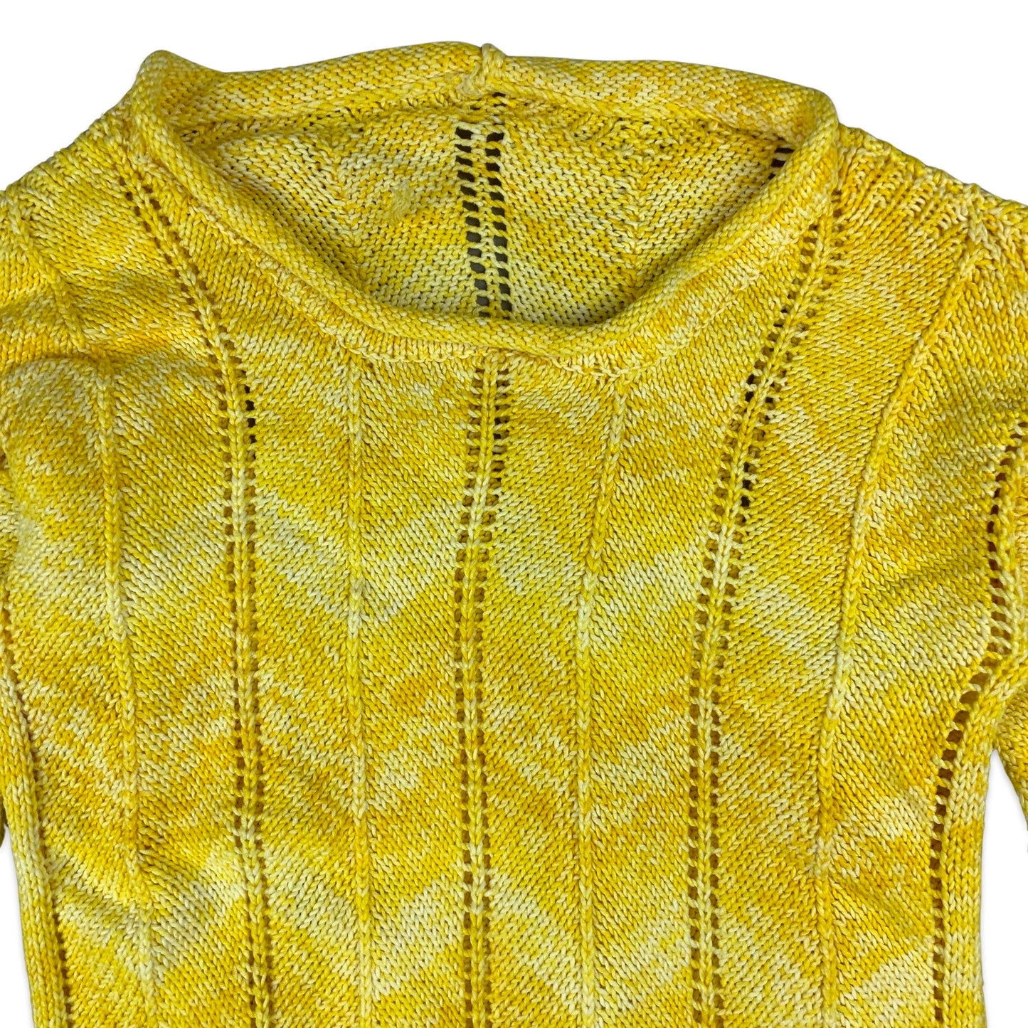 Vintage Yellow & White Knitted Jumper 6 8
