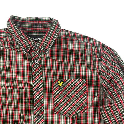 00s Vintage Lyle and Scott Plaid Shirt Red Green Black White M