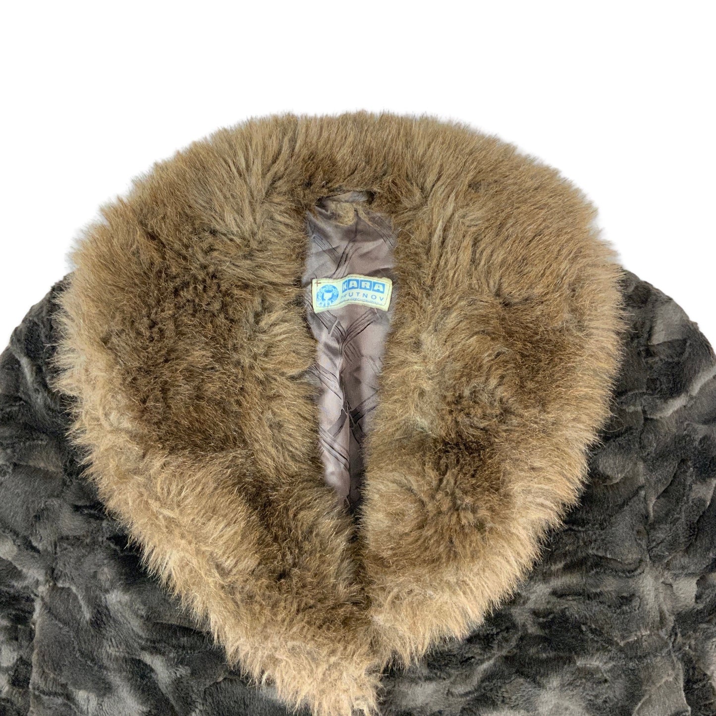 Vintage Brown Faux Fur Coat 12 14 16