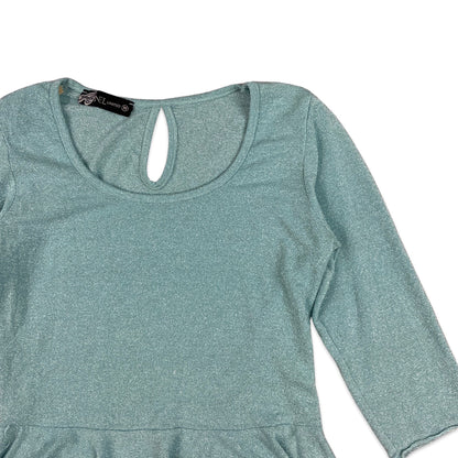 Vintage 90s Light Blue Lurex Blouse 8