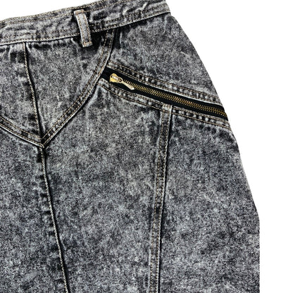 Vintage 90s Acid Wash Grey Denim Skirt 10