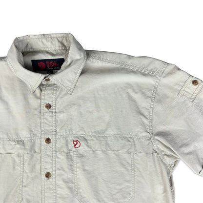 Y2K Fjallraven Cream Button Up Short Sleeve Casual Workwear Shirt Large