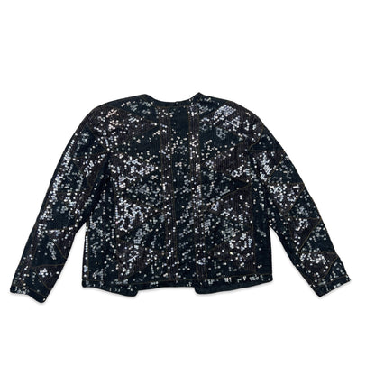 Vintage 80s Sequin Jacket Black Purple 10