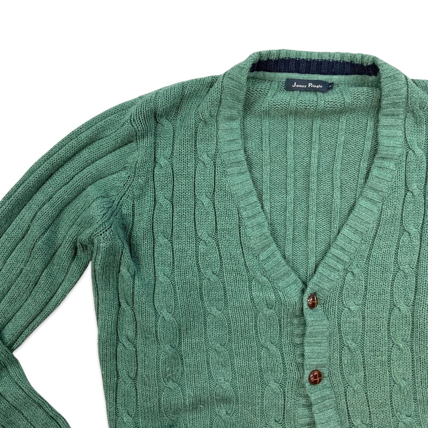 Green Cable Knit Cardigan M L