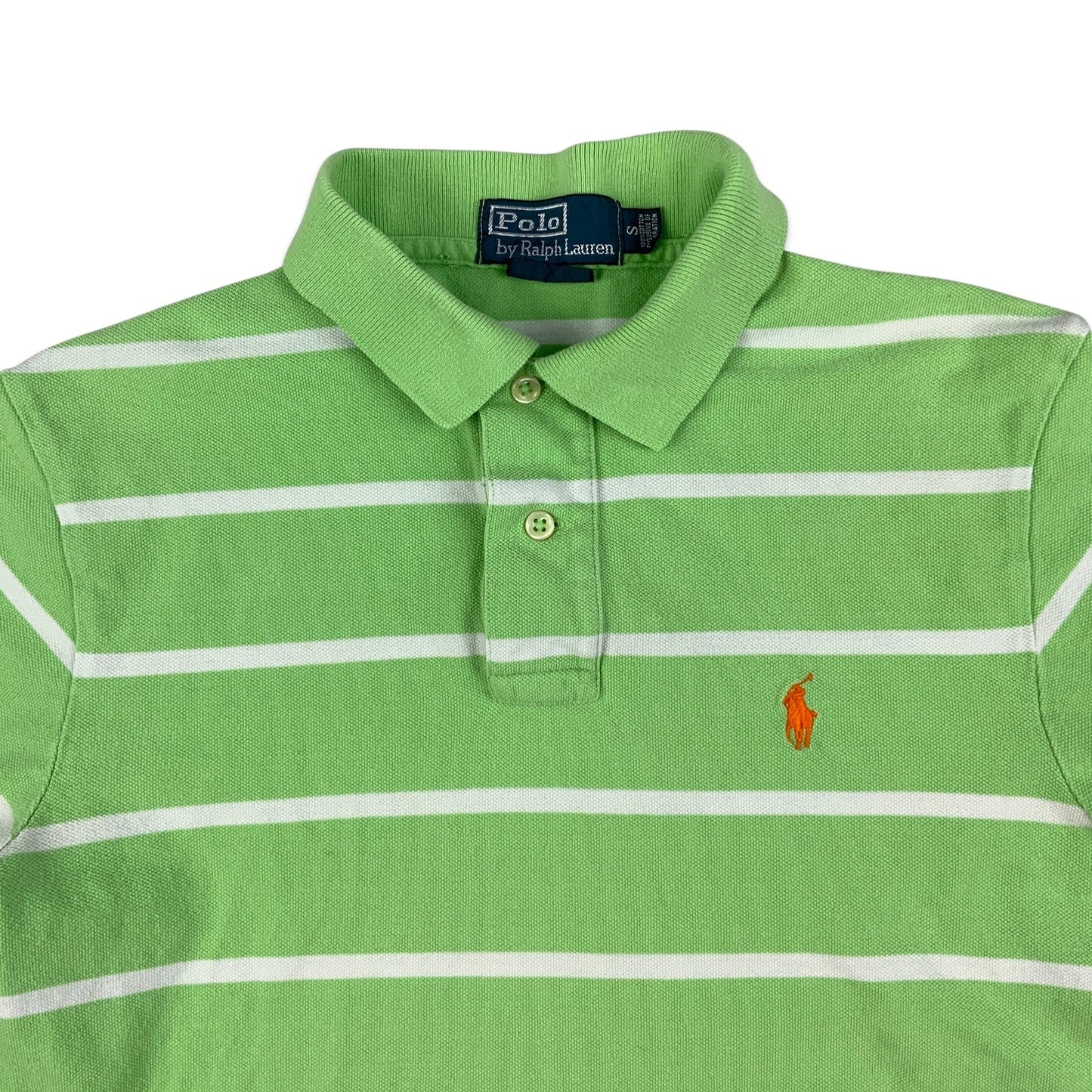 Vintage Ralph Lauren Green & White Stripe Polo Shirt Extra Small