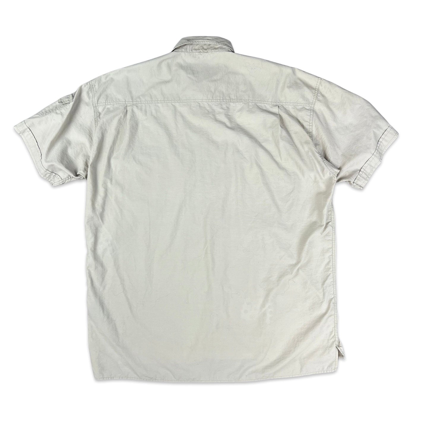Y2K Fjallraven Cream Button Up Short Sleeve Casual Workwear Shirt Large