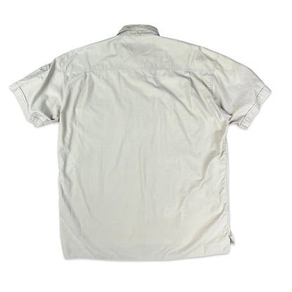 Y2K Fjallraven Cream Button Up Short Sleeve Casual Workwear Shirt Large