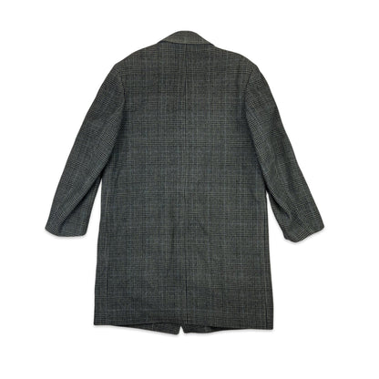 Vintage 80s Wool Midi Coat Grey Blue 16 18