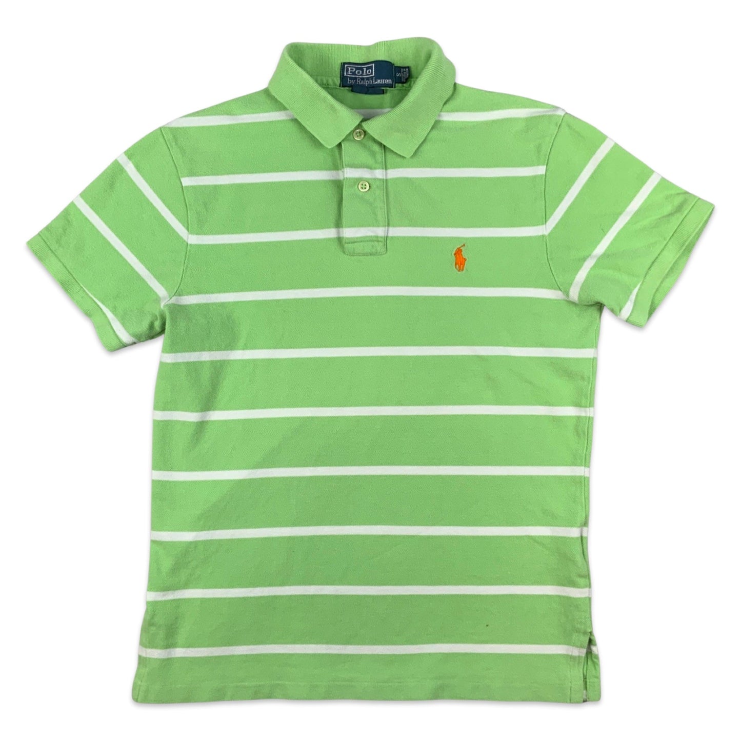 Vintage Ralph Lauren Green & White Stripe Polo Shirt Extra Small