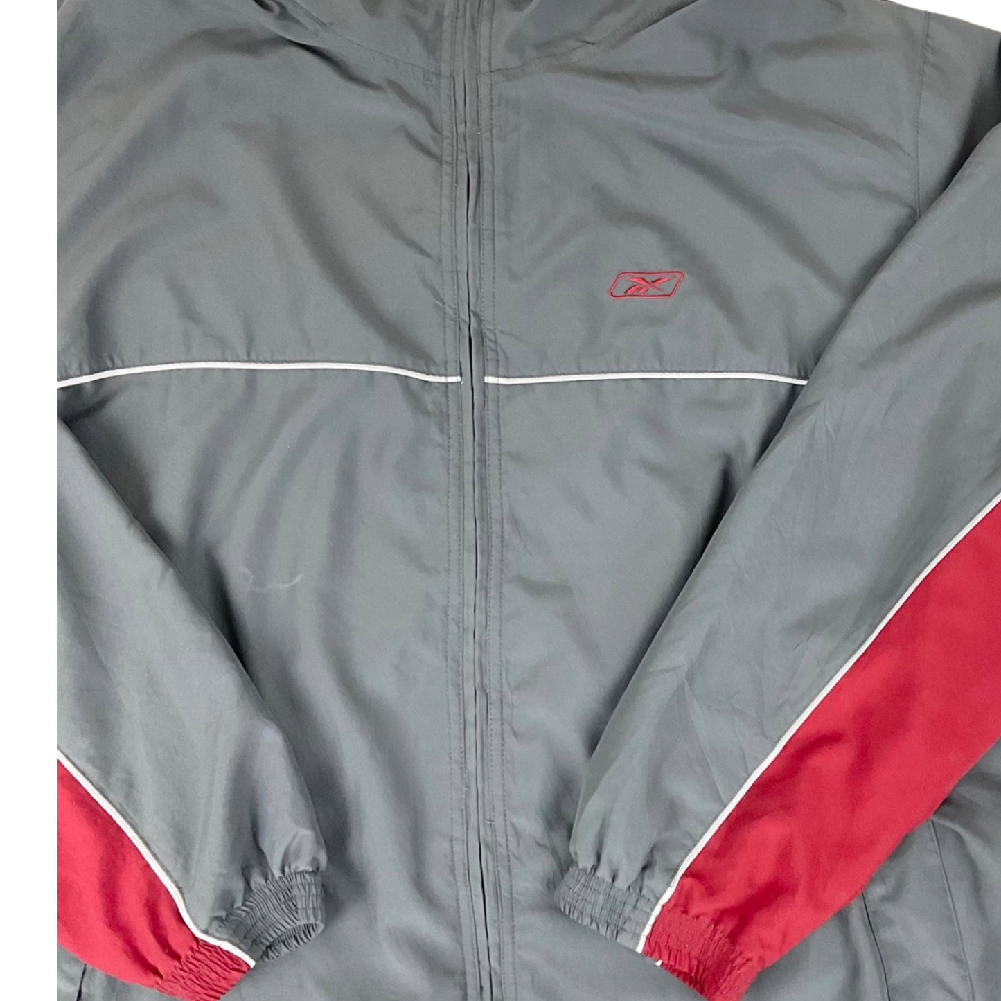 Vintage Reebok Grey and Red Lightweight Track Windbreaker Size 3XL
