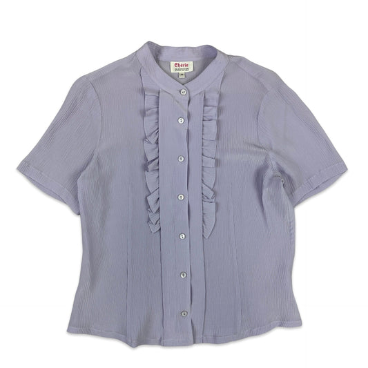 Vintage 80s Ruffle Blouse Lilac 8 10