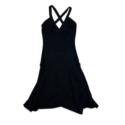 Vintage 90s Midi Slip Dress Black 6 8