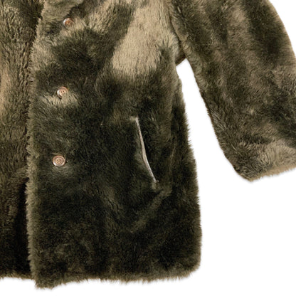 Vintage 90s Y2K Brown Faux Fur Teddy Bear Coat 10 12 14