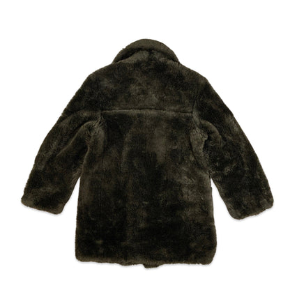 Vintage 90s Y2K Brown Faux Fur Teddy Bear Coat 10 12 14