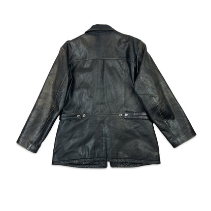 Vintage 90s Leather Jacket Black 14 16