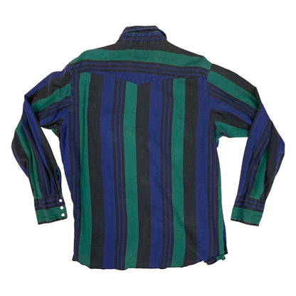 Vintage 80s USA Imported Wrangler Western Striped Flannel Shirt L