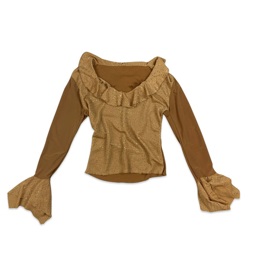 Vintage Orange Lurex Frilly Blouse Top 8