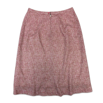 70s Vintage Pink & White Check A-Line Skirt 12