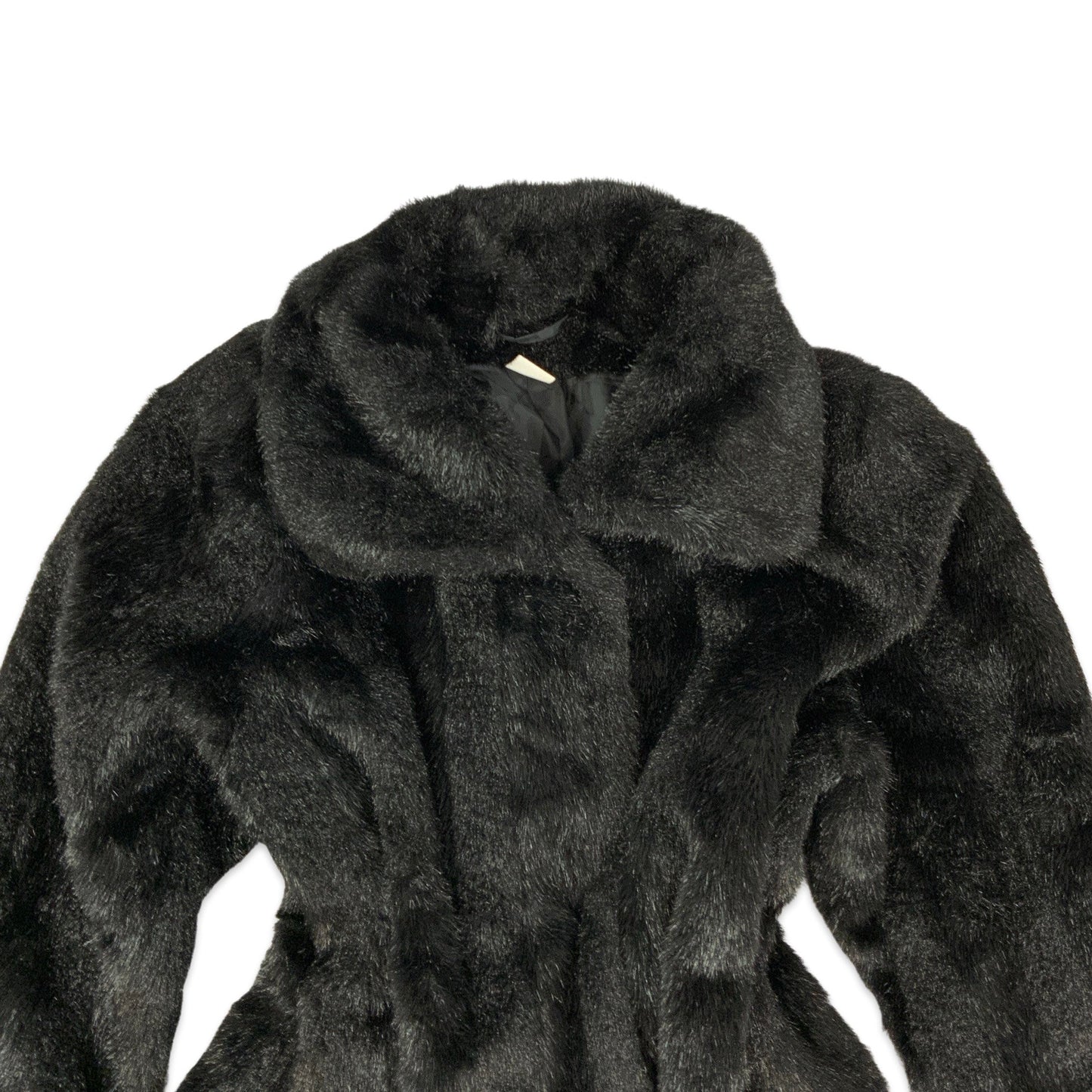 Vintage Black Faux Fur Coat 14 16