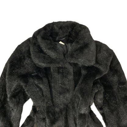 Vintage Black Faux Fur Coat 14 16