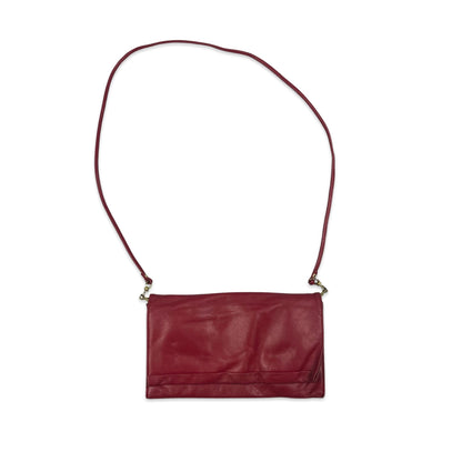 Vintage 80s Cherry Red Textured Leather Clutch Handbag