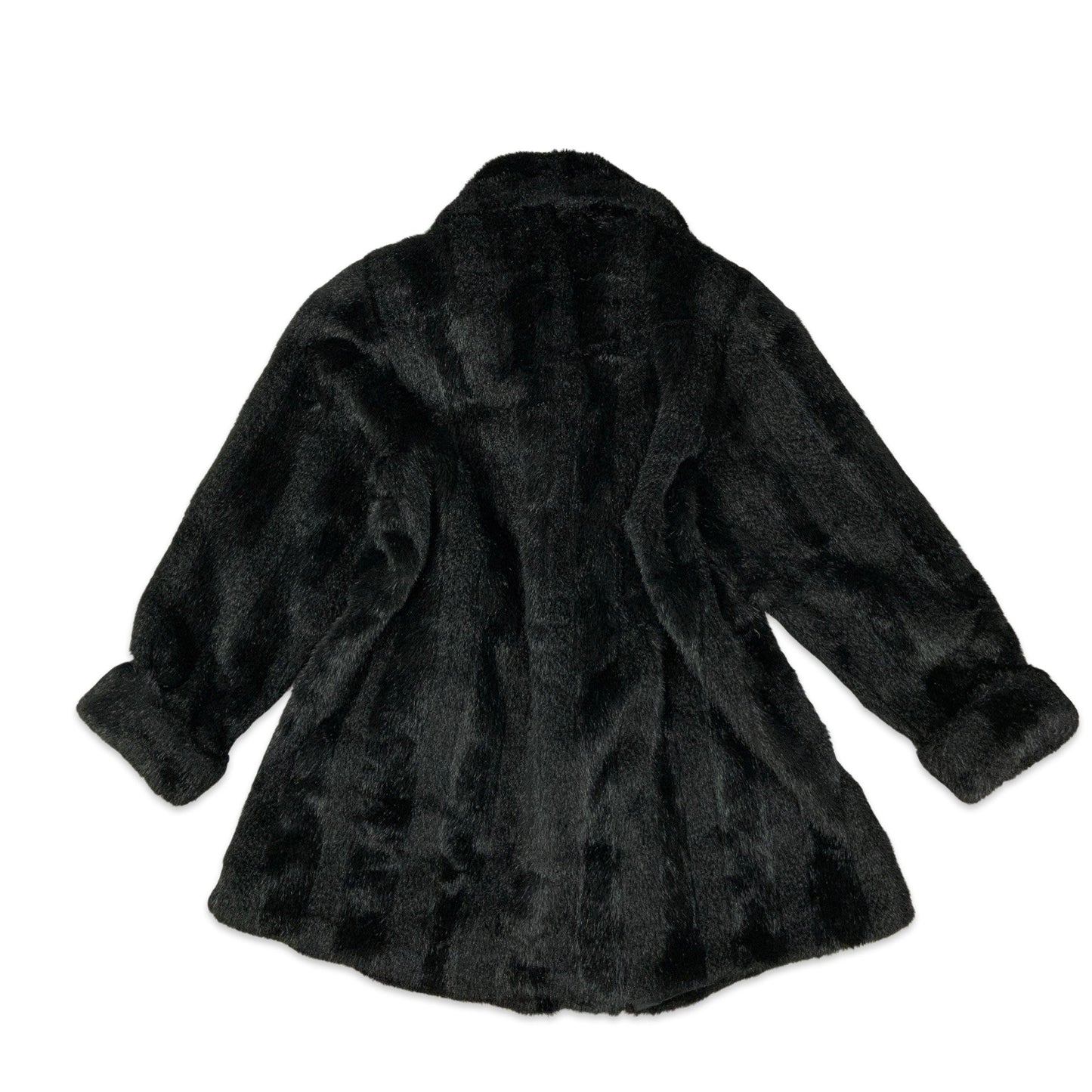 Vintage Black Faux Fur Coat 14 16