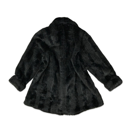 Vintage Black Faux Fur Coat 14 16