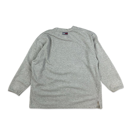90s Vintage Grey Tommy Hilfiger Sweatshirt Navy Red Blue Graphic L XL 2XL