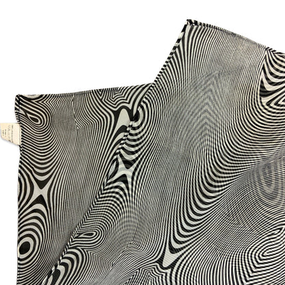 Vintage Y2K Black White Sheer Psychedelic Op Art Print Scarf