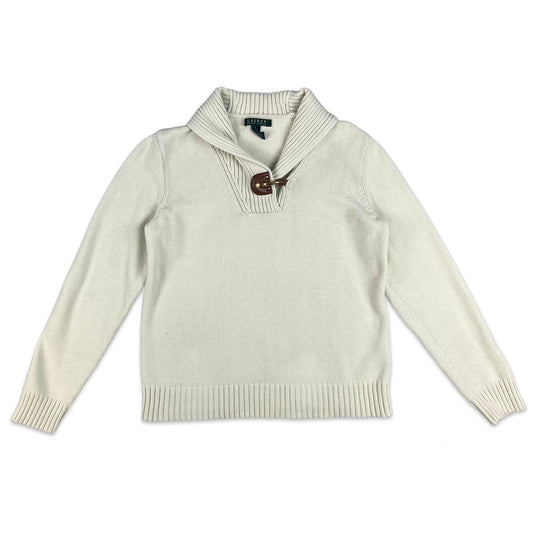 Vintage Ralph Lauren Knit Jumper Cream Brown 8 10 12