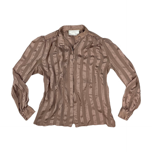 80s Vintage Pink Stripe Patterned Blouse 14