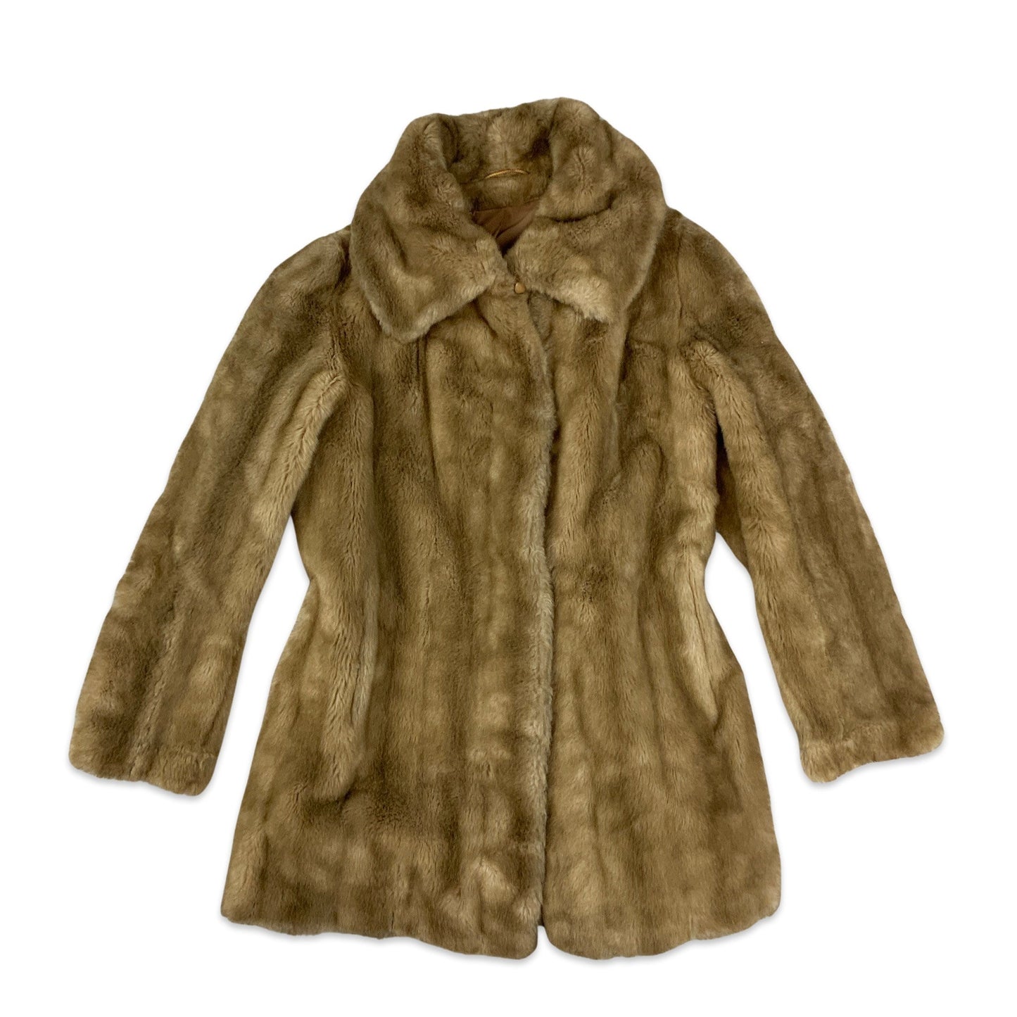 Vintage Brown Faux Fur Coat 10 12