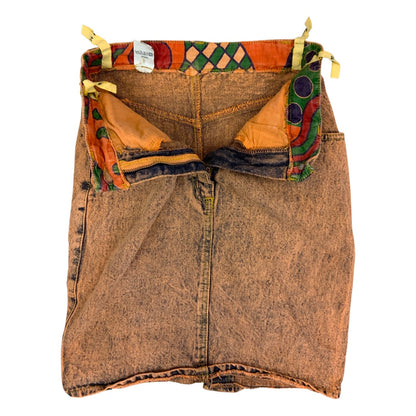 Vintage 80s Pink Acid Wash Denim Skirt Size 6