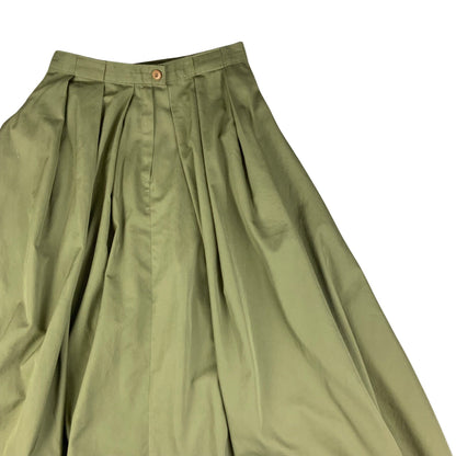 Vintage Khaki Green Pleated Maxi Skirt 8