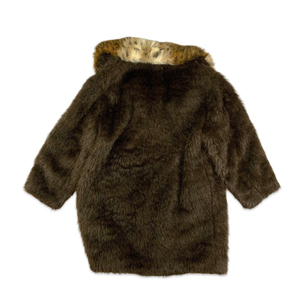 Vintage Brown Faux Fur Coat Cheetah Print Brown Orange Cream 10 12 14