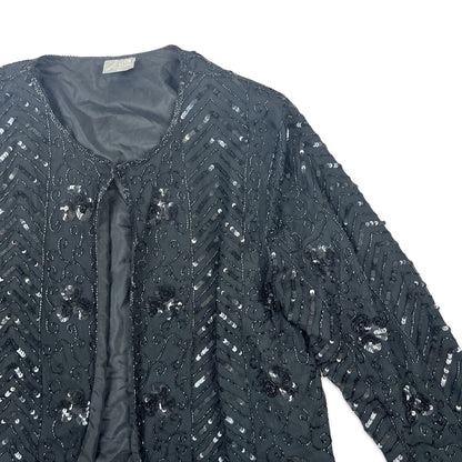 Vintage 80s Sequin Jacket Black 14