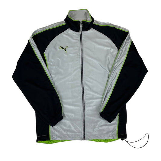 Vintage 90s Puma Silver Black Sports Track Jacket L XL