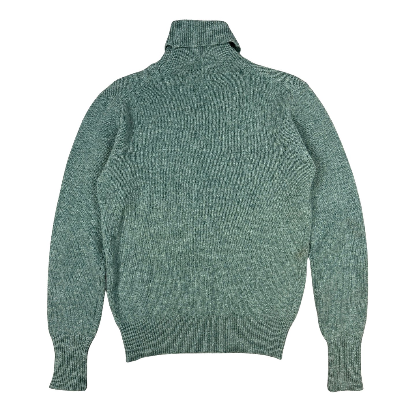 Vintage 80s Teal Wool Knit Turtle Neck Jumper 12
