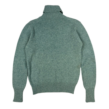 Vintage 80s Teal Wool Knit Turtle Neck Jumper 12