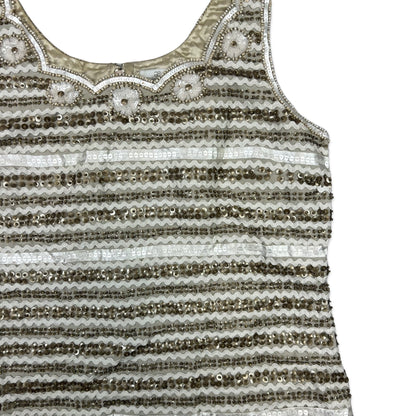 Vintage Sequin Vest Cream White Gold 10 12