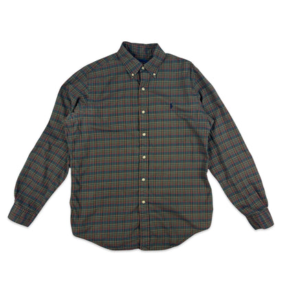 90s 00s Vintage Ralph Lauren Plaid Shirt Green Blue Red Yellow M L