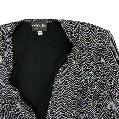 Vintage 80s Lurex Shawl Black Silver 8 10 12
