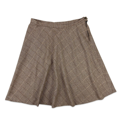 80s Vintage Brown Check Skirt 18