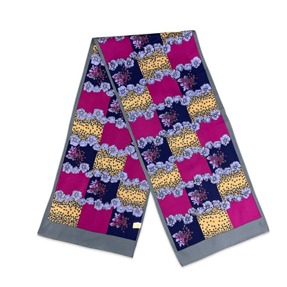 Vintage Floral Checkered Purple Pink & Grey Scarf