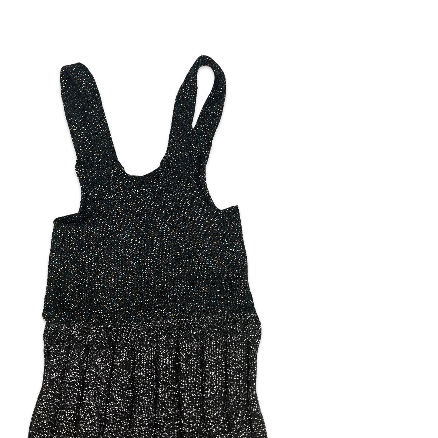 Vintage 70s Lurex Knitted Midi Party Dress Black Silver Metallic 8