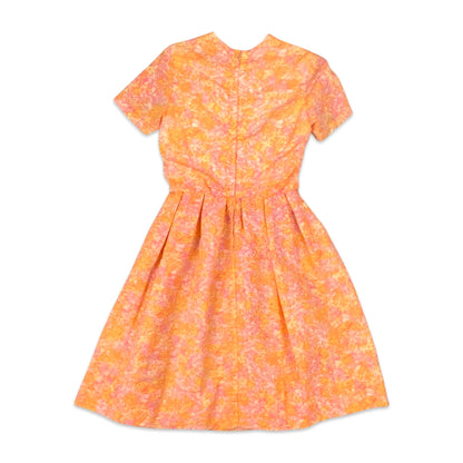 Vintage 60s Orange Pink Floral Dress 8 10