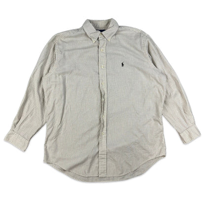 90s 00s Vintage Ralph Lauren Check Shirt Cream Brown XL 2XL