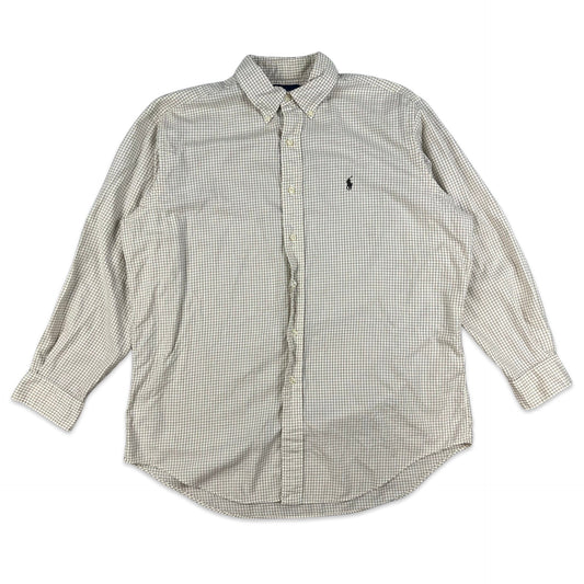 90s 00s Vintage Ralph Lauren Check Shirt Cream Brown XL 2XL